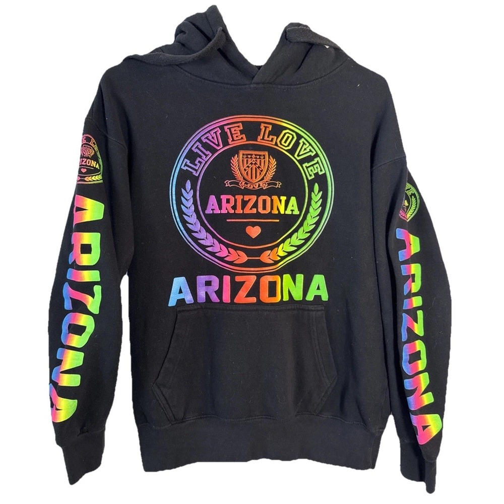 Arizona Hoodie‎ Mens Small Black Pullover Sweatshirt Live Love Rainbow Logo